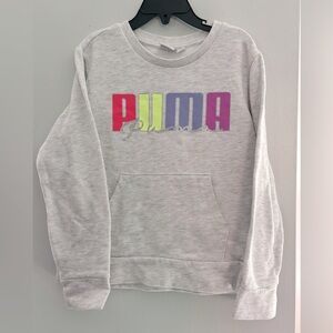 PUMA Girl’s Gray Crewneck Sweatshirt - Size 7 - Pre-Loved
